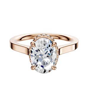 14K Rose Gold 4 Prong Collar Cathedral Flat 2.0mm Engagement Ring