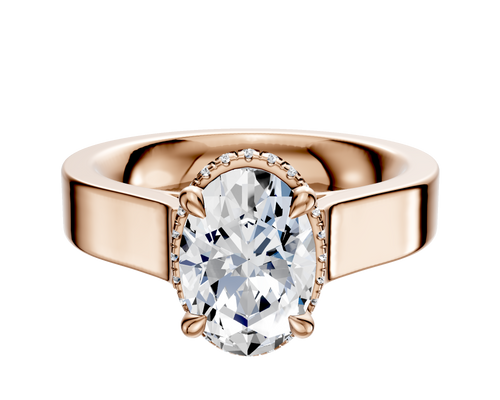 14K Rose Gold 4 Prong Collar Cathedral Flat 4.0mm Engagement Ring