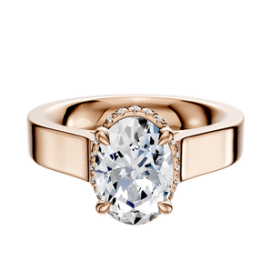 14K Rose Gold 4 Prong Collar Cathedral Flat 4.0mm Engagement Ring