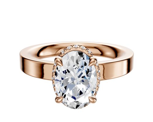 14K Rose Gold 4 Prong Collar Classic Flat 3.0mm Engagement Ring