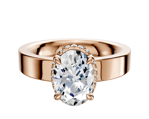 14K Rose Gold 4 Prong Collar Classic Flat 4.0mm Engagement Ring