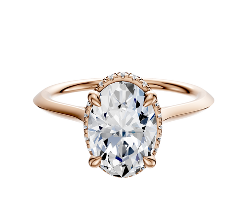 14K Rose Gold 4 Prong Collar Cathedral Knife Edge 1.5mm Engagement Ring