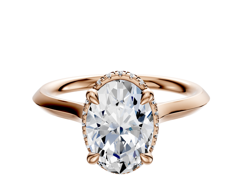 14K Rose Gold 4 Prong Collar Cathedral Knife Edge 2.0mm Engagement Ring