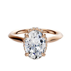 14K Rose Gold 4 Prong Collar Cathedral Knife Edge 2.0mm Engagement Ring