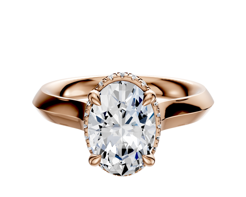 14K Rose Gold 4 Prong Collar Cathedral Knife Edge 3.0mm Engagement Ring