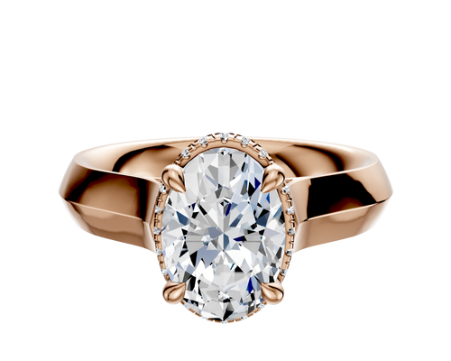 14K Rose Gold 4 Prong Collar Cathedral Knife Edge 4.0mm Engagement Ring