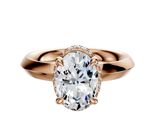 14K Rose Gold 4 Prong Collar Classic Knife Edge 3.0mm Engagement Ring