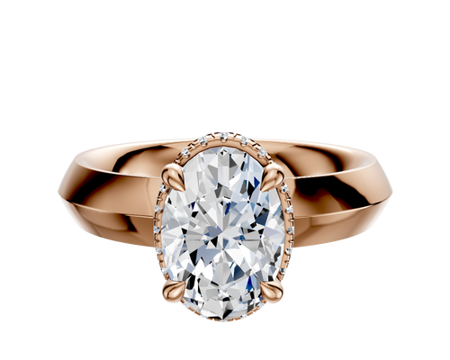 14K Rose Gold 4 Prong Collar Classic Knife Edge 4.0mm Engagement Ring