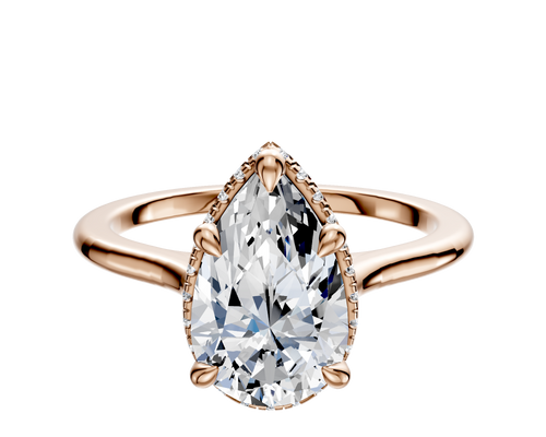 14K Rose Gold 4 Prong Collar Cathedral Dome 1.5mm Engagement Ring