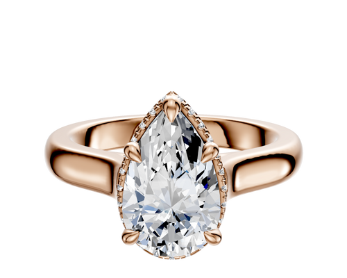 14K Rose Gold 4 Prong Collar Cathedral Dome 3.0mm Engagement Ring