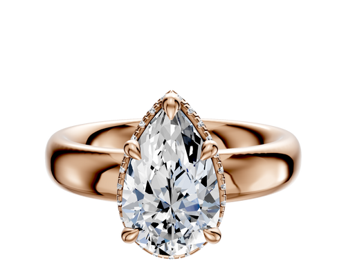 14K Rose Gold 4 Prong Collar Classic Dome 4.0mm Engagement Ring