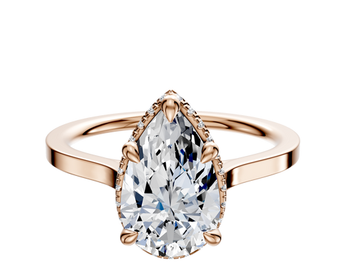 14K Rose Gold 4 Prong Collar Cathedral Flat 1.5mm Engagement Ring