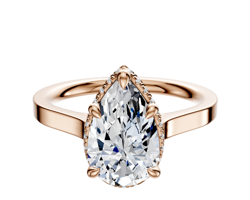 14K Rose Gold 4 Prong Collar Cathedral Flat 2.0mm Engagement Ring