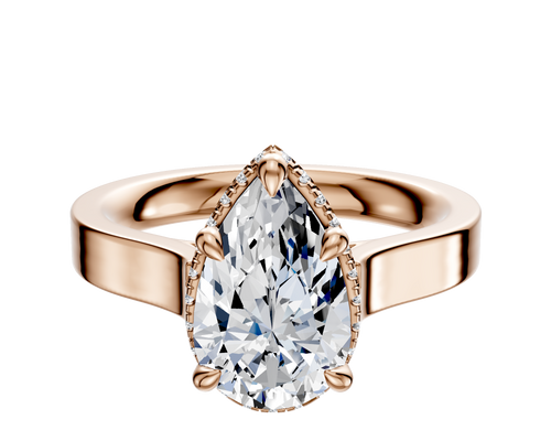 14K Rose Gold 4 Prong Collar Cathedral Flat 3.0mm Engagement Ring