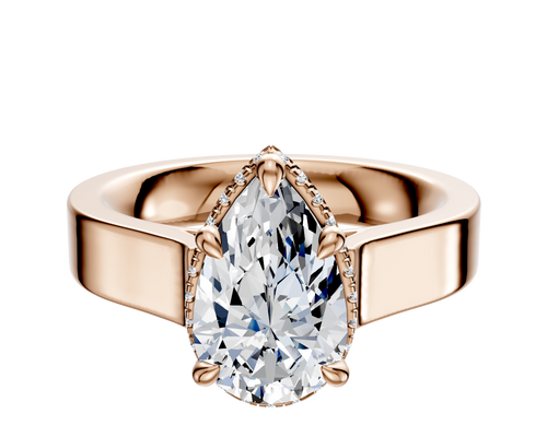 14K Rose Gold 4 Prong Collar Cathedral Flat 4.0mm Engagement Ring