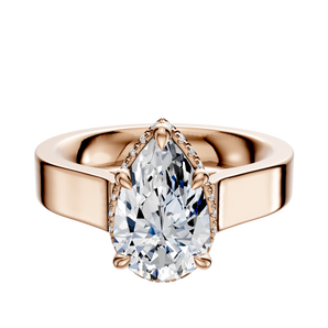 14K Rose Gold 4 Prong Collar Cathedral Flat 4.0mm Engagement Ring