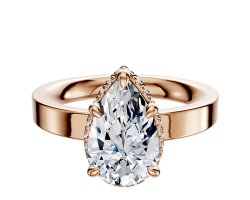 14K Rose Gold 4 Prong Collar Classic Flat 3.0mm Engagement Ring