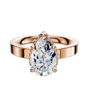 14K Rose Gold 4 Prong Collar Classic Flat 3.0mm Engagement Ring