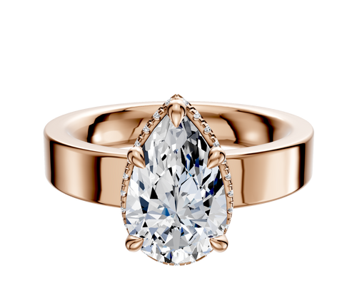 14K Rose Gold 4 Prong Collar Classic Flat 4.0mm Engagement Ring