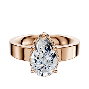 14K Rose Gold 4 Prong Collar Classic Flat 4.0mm Engagement Ring