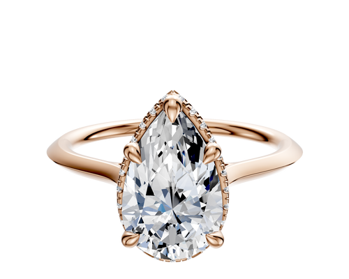 14K Rose Gold 4 Prong Collar Cathedral Knife Edge 1.5mm Engagement Ring