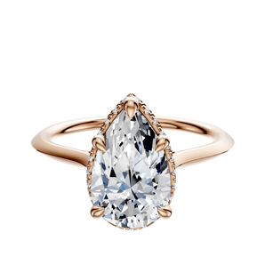 14K Rose Gold 4 Prong Collar Cathedral Knife Edge 1.5mm Engagement Ring