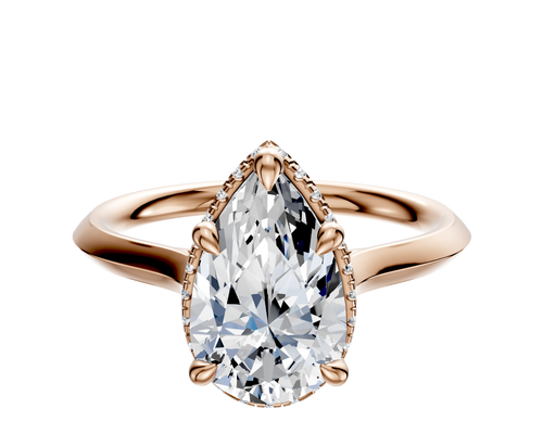 14K Rose Gold 4 Prong Collar Cathedral Knife Edge 2.0mm Engagement Ring