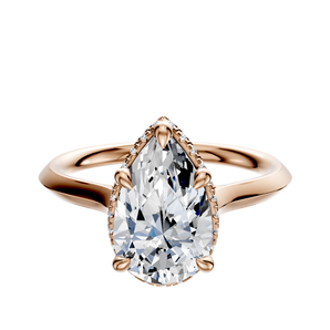 14K Rose Gold 4 Prong Collar Cathedral Knife Edge 2.0mm Engagement Ring