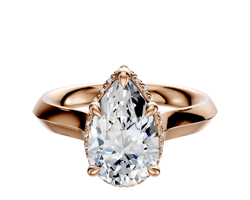 14K Rose Gold 4 Prong Collar Cathedral Knife Edge 3.0mm Engagement Ring