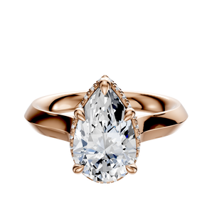 14K Rose Gold 4 Prong Collar Cathedral Knife Edge 3.0mm Engagement Ring