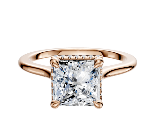 14K Rose Gold 4 Prong Collar Cathedral Dome 1.5mm Engagement Ring