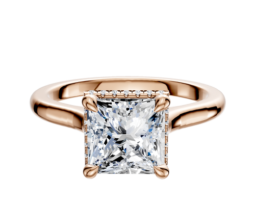 14K Rose Gold 4 Prong Collar Cathedral Dome 2.0mm Engagement Ring