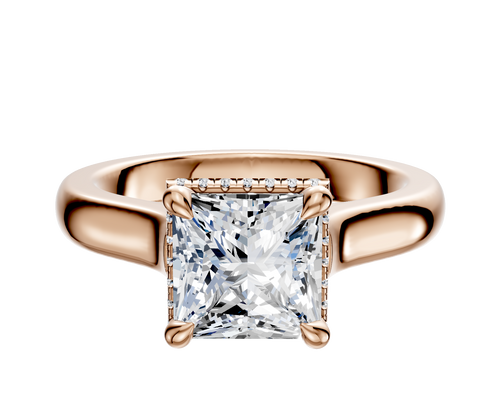 14K Rose Gold 4 Prong Collar Cathedral Dome 3.0mm Engagement Ring