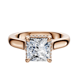 14K Rose Gold 4 Prong Collar Cathedral Dome 3.0mm Engagement Ring