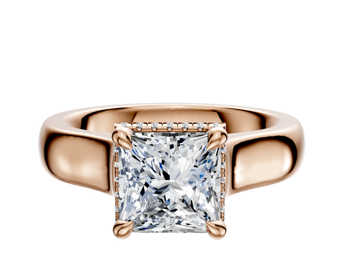 14K Rose Gold 4 Prong Collar Cathedral Dome 4.0mm Engagement Ring