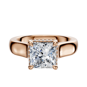 14K Rose Gold 4 Prong Collar Cathedral Dome 4.0mm Engagement Ring