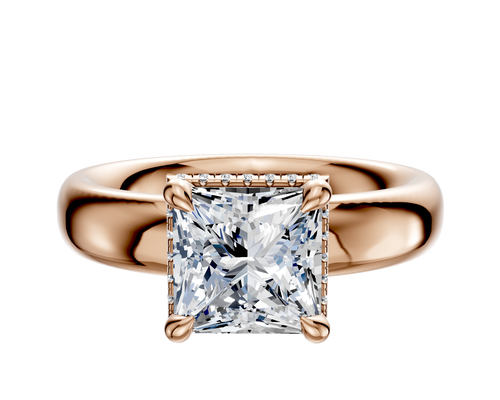 14K Rose Gold 4 Prong Collar Classic Dome 4.0mm Engagement Ring