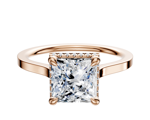14K Rose Gold 4 Prong Collar Cathedral Flat 1.5mm Engagement Ring