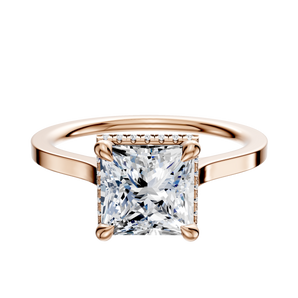 14K Rose Gold 4 Prong Collar Cathedral Flat 1.5mm Engagement Ring