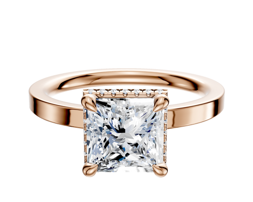 14K Rose Gold 4 Prong Collar Classic Flat 2.0mm Engagement Ring