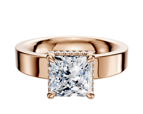 14K Rose Gold 4 Prong Collar Classic Flat 4.0mm Engagement Ring