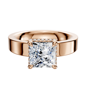 14K Rose Gold 4 Prong Collar Classic Flat 4.0mm Engagement Ring