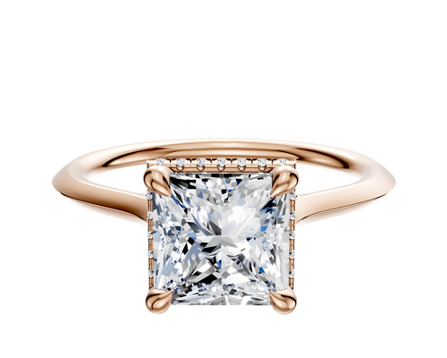 14K Rose Gold 4 Prong Collar Cathedral Knife Edge 1.5mm Engagement Ring