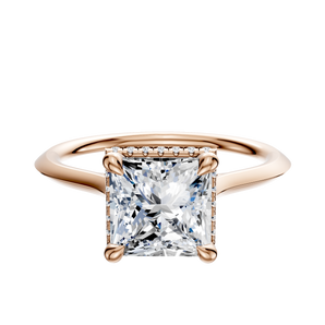 14K Rose Gold 4 Prong Collar Cathedral Knife Edge 1.5mm Engagement Ring