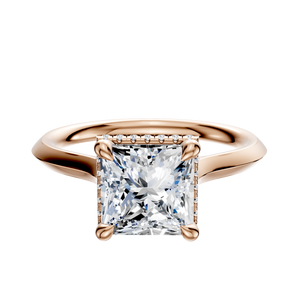 14K Rose Gold 4 Prong Collar Cathedral Knife Edge 2.0mm Engagement Ring