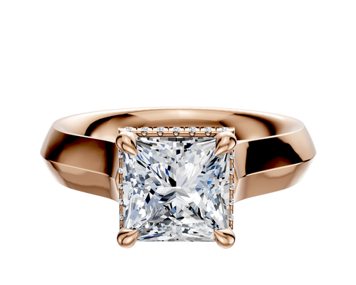 14K Rose Gold 4 Prong Collar Cathedral Knife Edge 4.0mm Engagement Ring