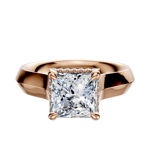 14K Rose Gold 4 Prong Collar Cathedral Knife Edge 4.0mm Engagement Ring