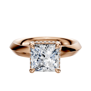 14K Rose Gold 4 Prong Collar Classic Knife Edge 3.0mm Engagement Ring