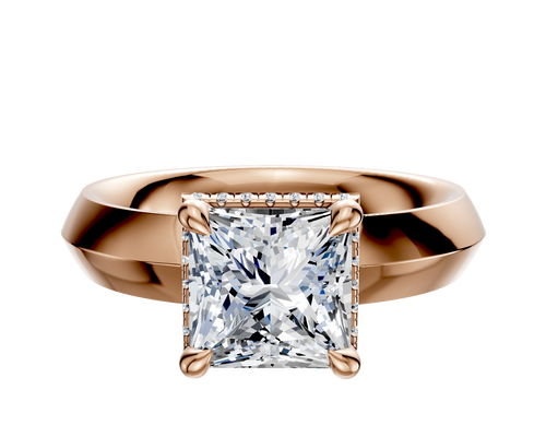 14K Rose Gold 4 Prong Collar Classic Knife Edge 4.0mm Engagement Ring