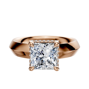 14K Rose Gold 4 Prong Collar Classic Knife Edge 4.0mm Engagement Ring